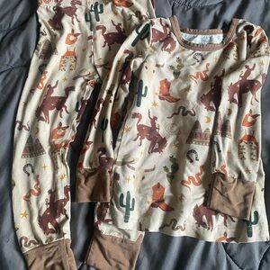 Caden Lane Cream and Brown Kids Pajama Set